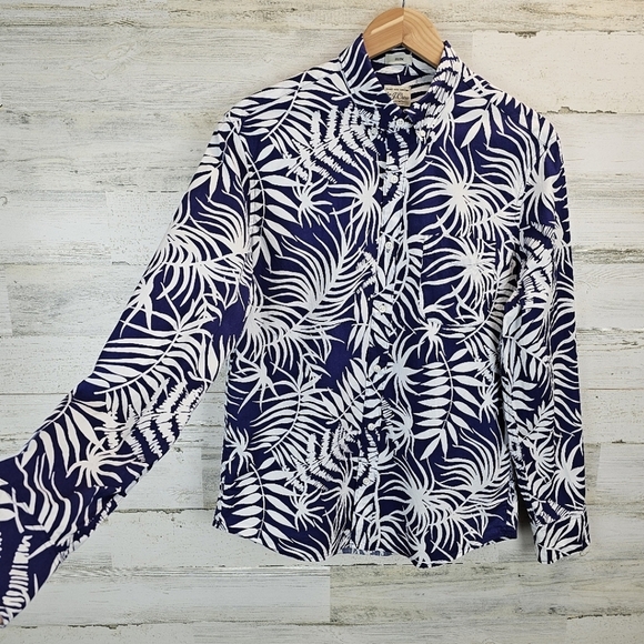 J.Crew Men's Cotton Hawaiian Button Down Casual Shirt Medium Slim Fit Tropical - Picture 5 of 12